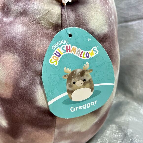 Squishmallows GREGGOR 14" Brown-White Moose Fuzzy Tummy Pattern with Tag - Picture 3 of 8